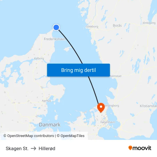 Skagen St. to Hillerød map