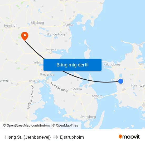 Høng St. (Jernbanevej) to Ejstrupholm map
