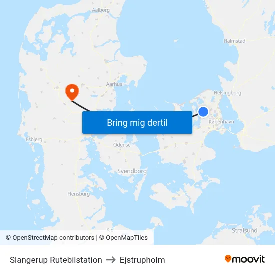 Slangerup Rutebilstation to Ejstrupholm map