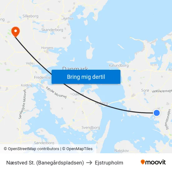 Næstved St. (Banegårdspladsen) to Ejstrupholm map