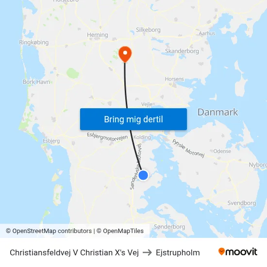 Christiansfeldvej V Christian X's Vej to Ejstrupholm map
