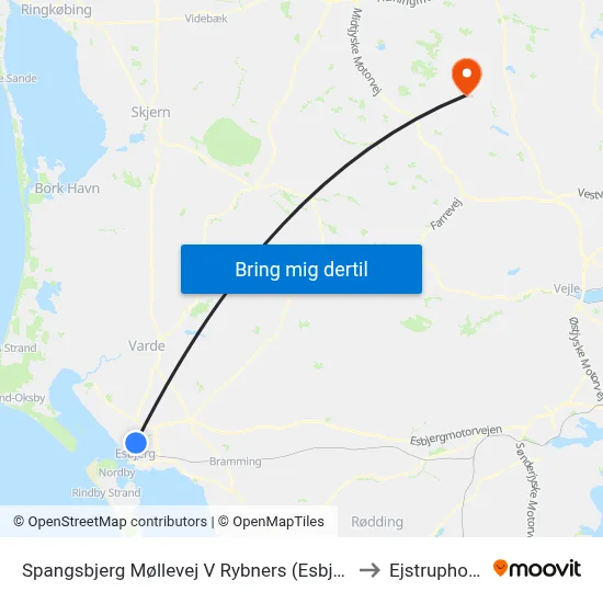 Spangsbjerg Møllevej V Rybners (Esbjerg) to Ejstrupholm map