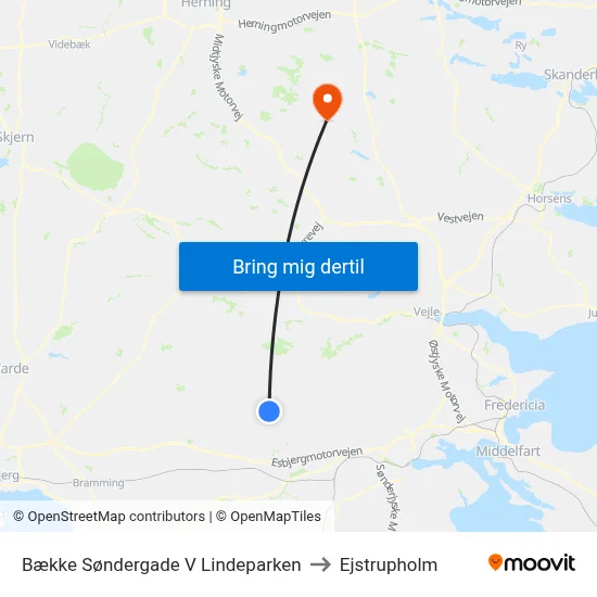 Bække Søndergade V Lindeparken to Ejstrupholm map