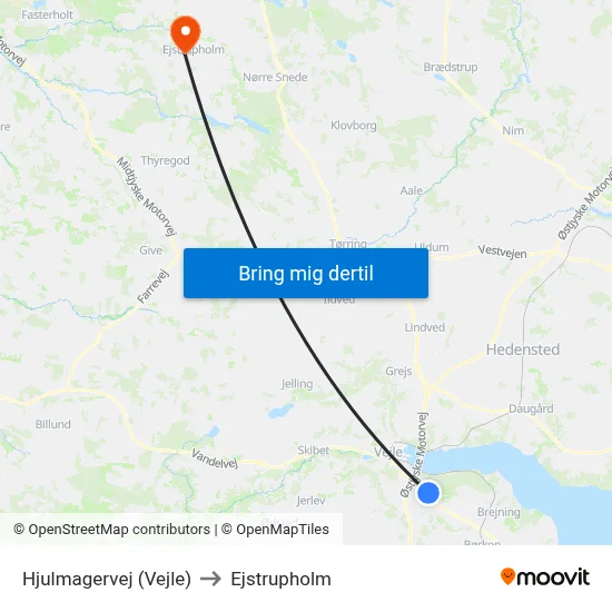Hjulmagervej (Vejle) to Ejstrupholm map