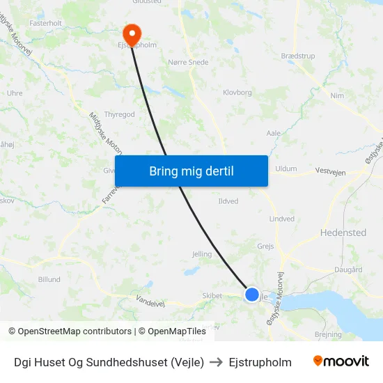 Dgi Huset Og Sundhedshuset (Vejle) to Ejstrupholm map