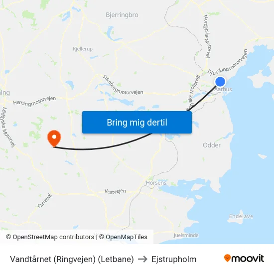 Vandtårnet (Ringvejen) (Letbane) to Ejstrupholm map