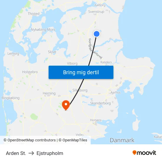 Arden St. to Ejstrupholm map
