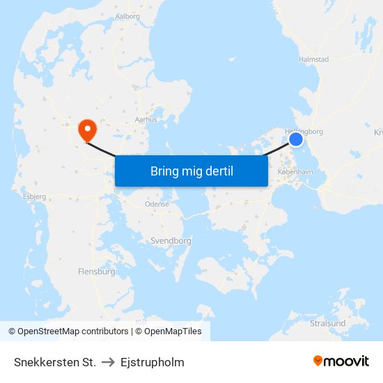 Snekkersten St. to Ejstrupholm map