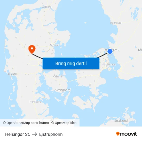 Helsingør St. to Ejstrupholm map