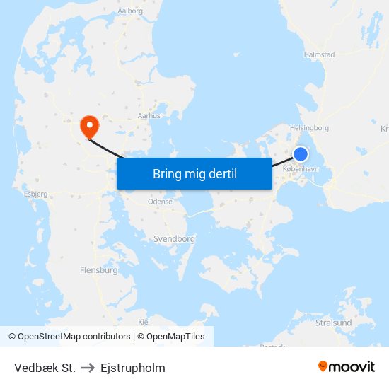 Vedbæk St. to Ejstrupholm map