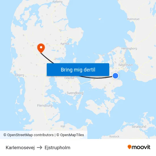 Karlemosevej to Ejstrupholm map