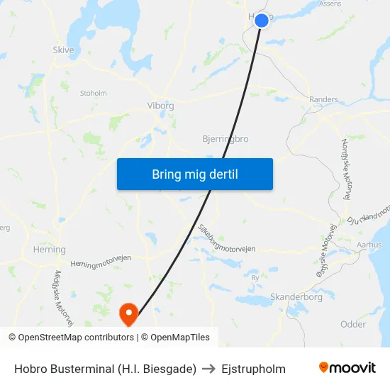 Hobro Busterminal (H.I. Biesgade) to Ejstrupholm map