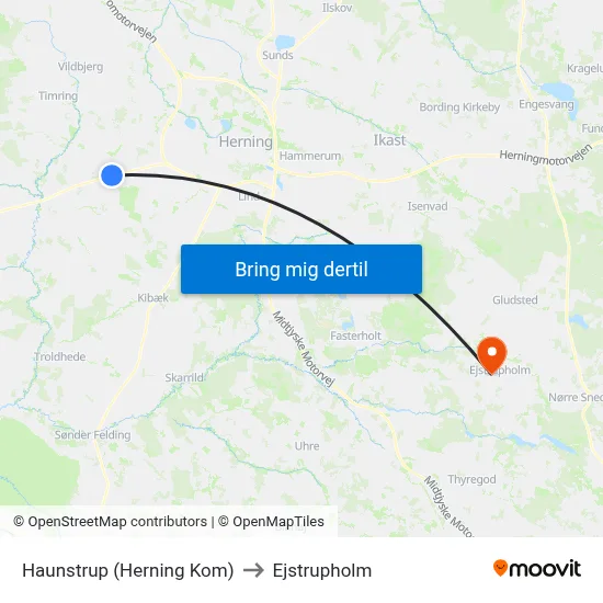 Haunstrup (Herning Kom) to Ejstrupholm map