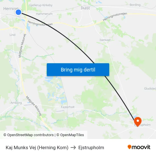 Kaj Munks Vej (Herning Kom) to Ejstrupholm map