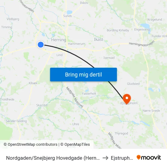 Nordgaden/Snejbjerg Hovedgade (Herning Kom) to Ejstrupholm map