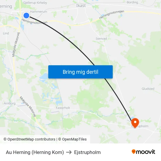 Au Herning (Herning Kom) to Ejstrupholm map