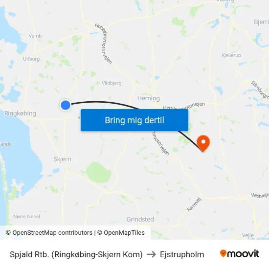 Spjald Rtb. (Ringkøbing-Skjern Kom) to Ejstrupholm map