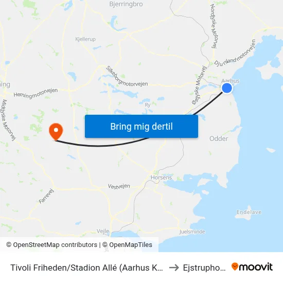 Tivoli Friheden/Stadion Allé (Aarhus Kom) to Ejstrupholm map