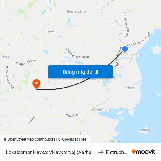 Lokalcenter Havkær/Havkærvej (Aarhus Kom) to Ejstrupholm map