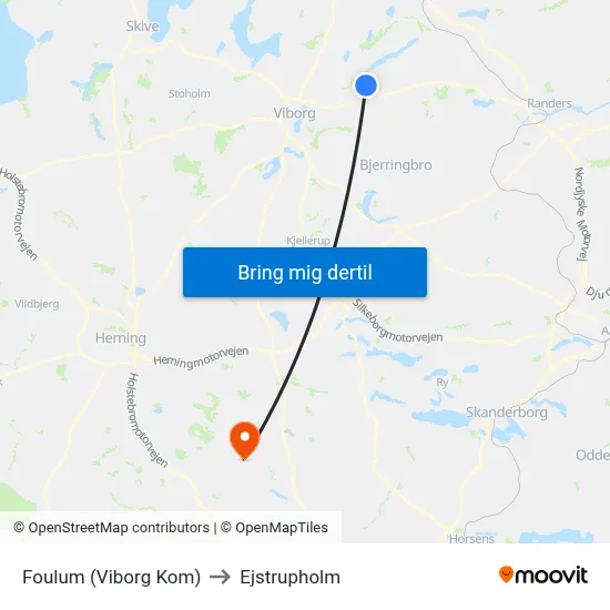 Foulum (Viborg Kom) to Ejstrupholm map