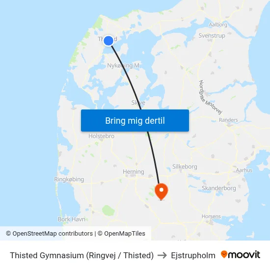 Thisted Gymnasium (Ringvej / Thisted) to Ejstrupholm map