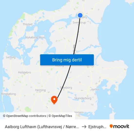 Aalborg Lufthavn (Lufthavnsvej / Nørresundby) to Ejstrupholm map