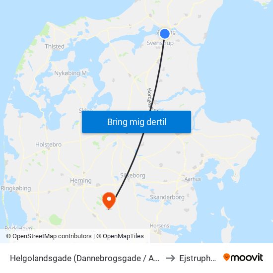 Helgolandsgade (Dannebrogsgade / Aalborg) to Ejstrupholm map