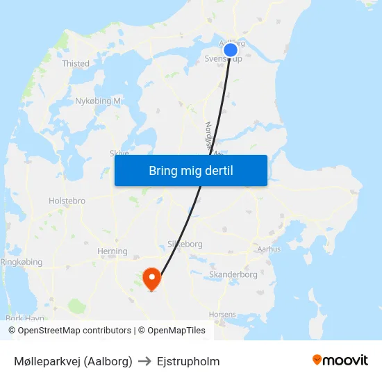 Mølleparkvej (Aalborg) to Ejstrupholm map