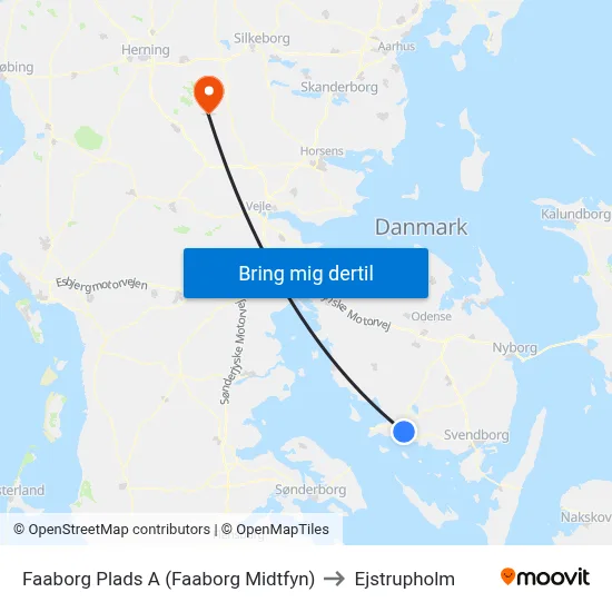 Faaborg Plads A (Faaborg Midtfyn) to Ejstrupholm map