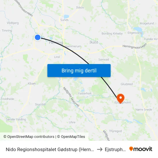 Nido Regionshospitalet Gødstrup (Herning Kom) to Ejstrupholm map