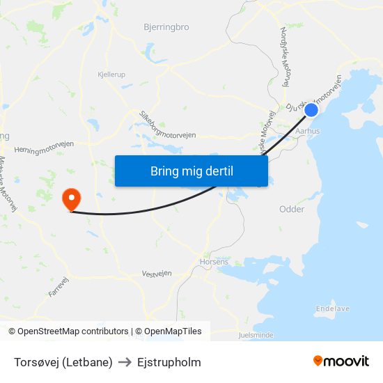 Torsøvej (Letbane) to Ejstrupholm map