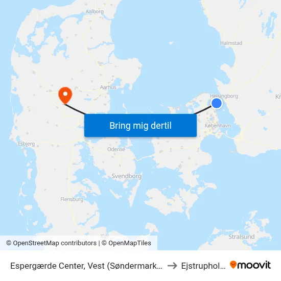 Espergærde Center, Vest (Søndermarken) to Ejstrupholm map