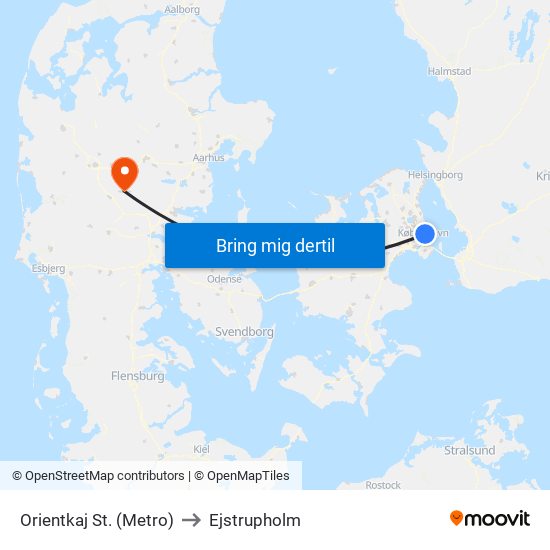 Orientkaj St. (Metro) to Ejstrupholm map