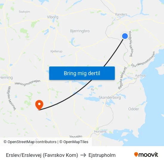 Erslev/Erslevvej (Favrskov Kom) to Ejstrupholm map