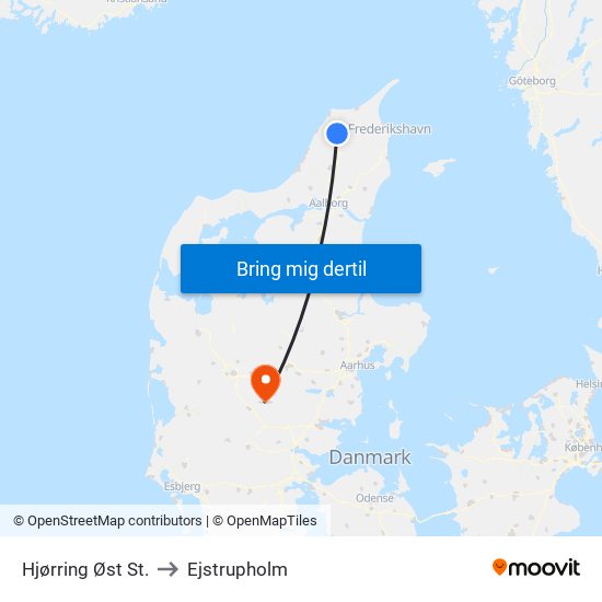 Hjørring Øst St. to Ejstrupholm map