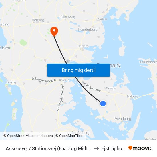 Assensvej / Stationsvej (Faaborg Midtfyn) to Ejstrupholm map