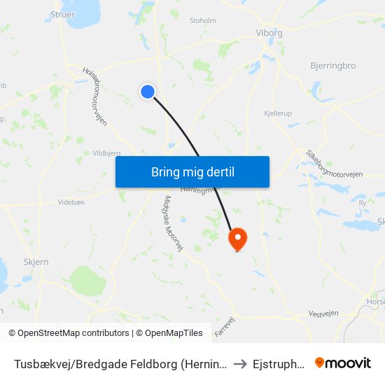 Tusbækvej/Bredgade Feldborg (Herning Kom) to Ejstrupholm map