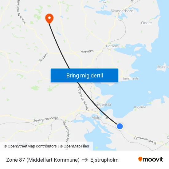 Zone 87 (Middelfart Kommune) to Ejstrupholm map