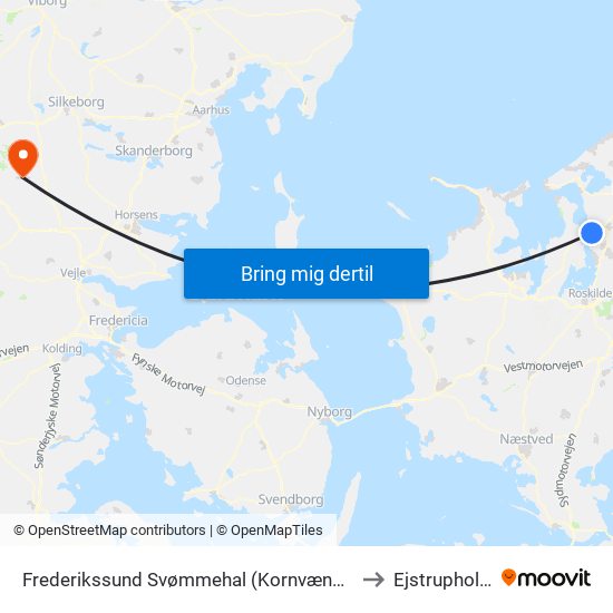 Frederikssund Svømmehal (Kornvænget) to Ejstrupholm map