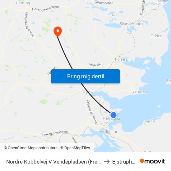 Nordre Kobbelvej V Vendepladsen (Fredericia) to Ejstrupholm map