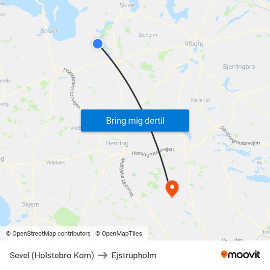 Sevel (Holstebro Kom) to Ejstrupholm map