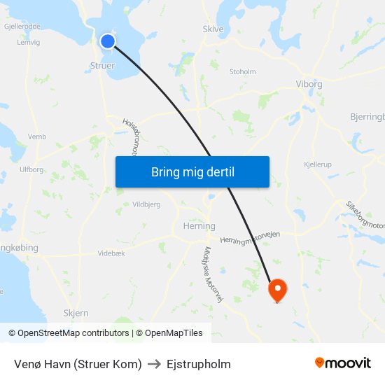 Venø Havn (Struer Kom) to Ejstrupholm map