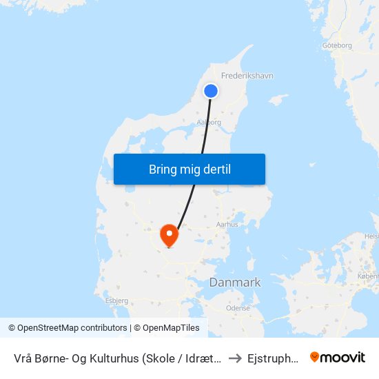 Vrå Børne- Og Kulturhus (Skole / Idræts Allé) to Ejstrupholm map