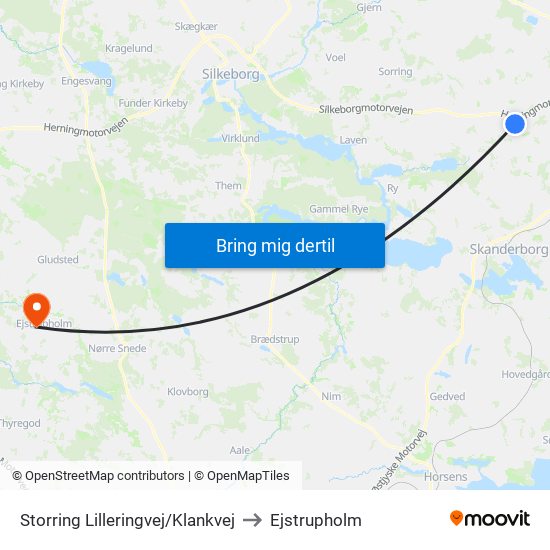 Storring Lilleringvej/Klankvej to Ejstrupholm map