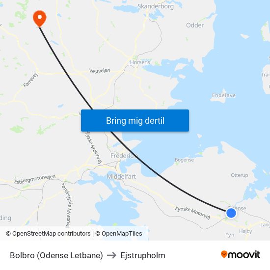 Bolbro (Odense Letbane) to Ejstrupholm map