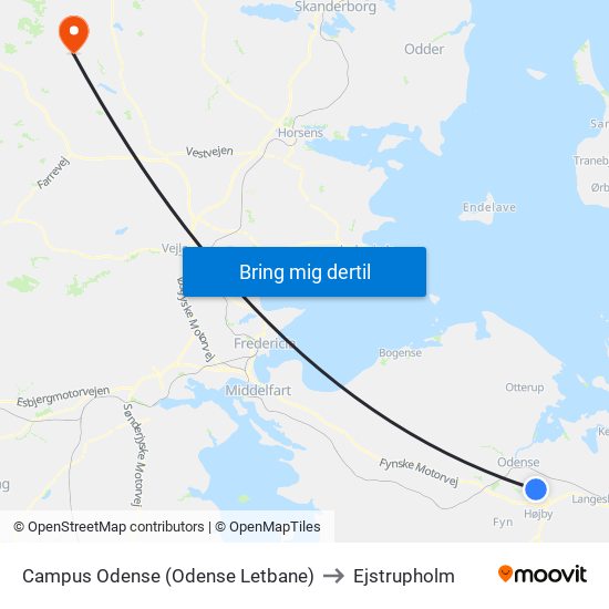 Campus Odense (Odense Letbane) to Ejstrupholm map
