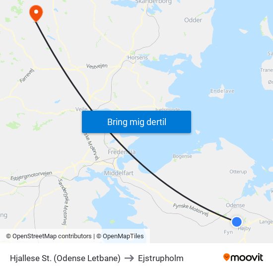 Hjallese St. (Odense Letbane) to Ejstrupholm map