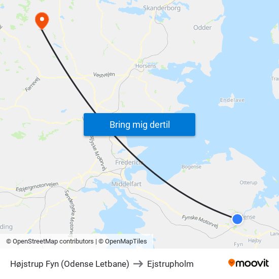 Højstrup Fyn (Odense Letbane) to Ejstrupholm map