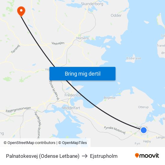 Palnatokesvej (Odense Letbane) to Ejstrupholm map