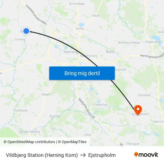 Vildbjerg Station (Herning Kom) to Ejstrupholm map